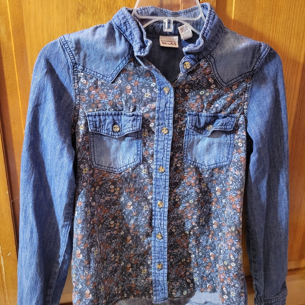 Mudd Floral Jean Button-down Shirt